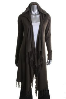 Acrobat NEW Green Long Sleeve Fringed Open Front Hooded Cardigan 