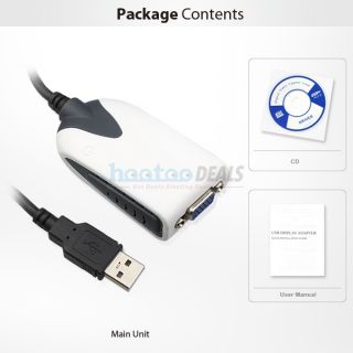 USB to VGA Adapter Extra Monitor Converter Multi Display USB 2.0