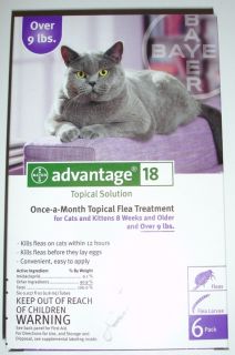 Advantage II Flea control Sealed new package of 6 doses For cats 9 lbs 