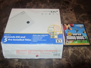 Nintendo DSi White System Bundle Brain Age Collection + Super Mario 