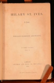 1870 3vol William Harrison Ainsworth Hilary St. Ives a Novel First In 
