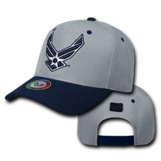 USAF Air Force Wings Logo Two Tone Workout Snap Back Military Hat 