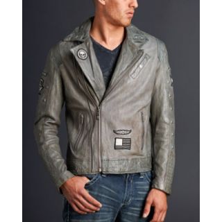 New Affliction Black Premium Leather Jacket Reborn Grey Limited Sz s 