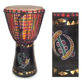COLORS Of AFRICA Authentic DJEMBE DRUM Hand Loomed KENTE CLOTH NR 