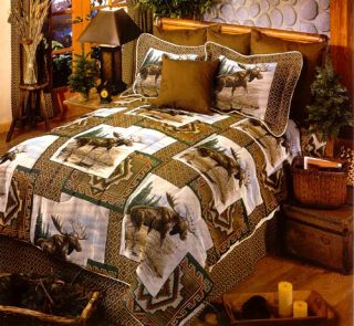 Al Agnew Moose Hunting Rustic Woodland Tapestry Fabric Pillow Panels 