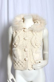 Alberto Makali Rabbit Fur Nubby Sweater Vest  $198 Sz M 