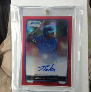 Jorge Soler Red Refractor Auto RC Bowman Chrome 3 5 Awesome Card
