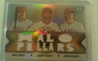 2012 Triple Threads Mike Trout Albert Pujols J Weaver Gold Relic 9 9 