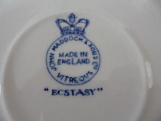 English J Maddock Sons c1945 Vitreous Ecstasy Blue Rose China 5X Large 