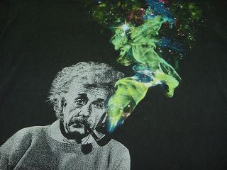 Albert Einstein Physics Galaxy Stars Pipe Genius Universe T Shirt Sz 