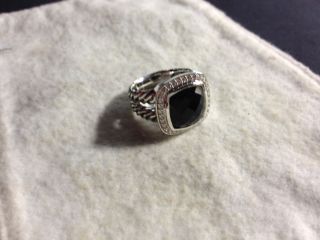 David Yurman 11mm Albion Black Onyx Split Shank Diamond Ring