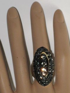 AKKAD RING Designer Jewelry Mysterious Orchid Black Crystals NEW Sz 8 