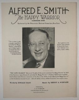 ORIG 1928 ALFRED E SMITH Campaign Song Sheet Music Democratic National 
