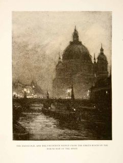 1909 Photolithograph Berlin Cathedral Germany Frederick Bridge Circus 