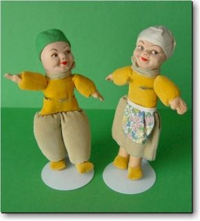 Norah Wellings Dutch Boy & Girl Pair of Vintage Cloth Dolls, Made in 