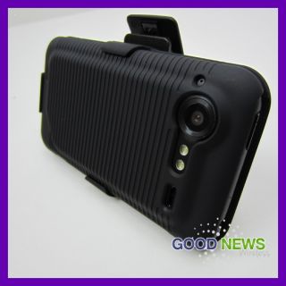 Verizon HTC Incredible 2 Black Rigid Grip Hard Cover Case + Belt Clip 