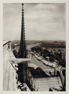1927 View Seine Paris France Notre Dame Tower VERY NICE   ORIGINAL 