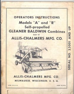 tm 239A ALLIS CHALMERS A R SELF PROPELLED GLEANER BALDWIN COMBINES