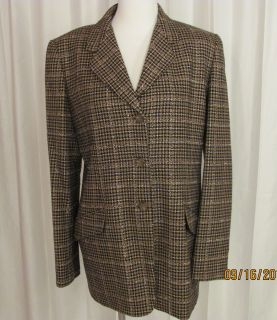 NWOT EllenTracy Linda Allard brown houndstooth wool jacket size12