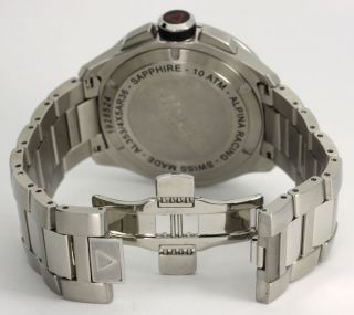 ALPINA MENS RACING STAINLESS STEEL CHRONOGRAPH WATCH 45 MM #A1353 +BOX 