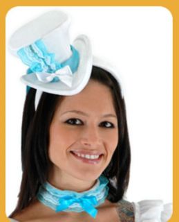 Top Hat Alice White Blue Mini Tea Party Adult Womens Costume Tophat 