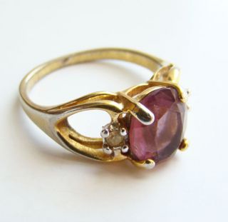 Vintage Old Amethyst Ring 18K HGE Signed A in a Circle Size 8 8.5