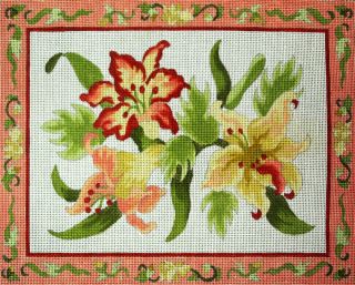 HP Needlepoint 13ct Deux Amis Lilies with Border JM1