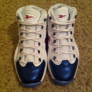 Allen Iverson 2012 Reebok Question Mid White Pearlized Navy Red DS 