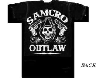 Sons of Anarchy SAMCRO OUTLAW New Licensed SOA 2 Sided T Shirt SIZE 