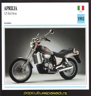 1992 Aprilia 125 Red Rose Motorcycle Picture Atlas Card