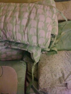 Amy COE Mod Peanuts Green Elephants Baby Crib Bedding