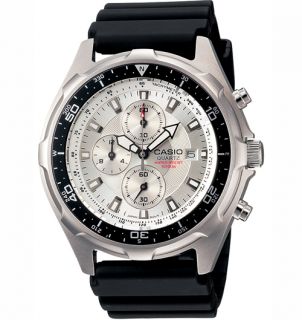 Casio Mens Analog Chronograph Watch with White Black Dial