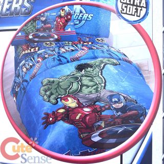   4pc Twin Bedding Comforter Set Iron Man Captain America Hulk