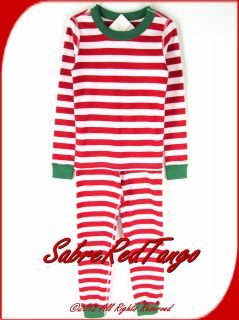 Hanna Andersson Organic Long Johns Pajamas Red White Merry Stripe 110 