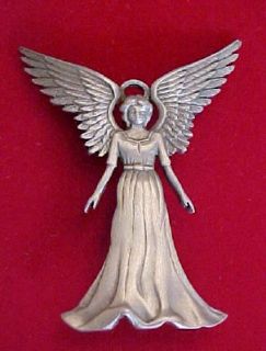 Beautiful Angel in Flowing Gown Pin JJ Designer Signed