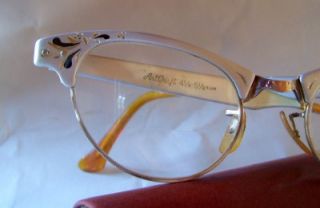 Vtg 1950s Cat Eye Glasses Frame Art Craft Aluminum Rhinestone 1 10 12K 