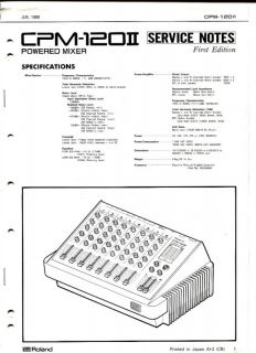 Roland CMP 120 ll Service Notes Powered Mixer Original