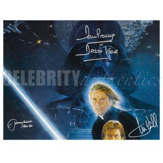 STAR WARS CAST SIGNED RETURN OF THE JEDI 27x40 POSTER * HARRISON FORD 