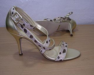 Ann Marino Leopard Print Ankle Strap Sandals Shoes 8 M