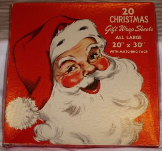 Vintage Christmas Santa Angels Gift Wrapping Paper Good Housekeeping 
