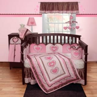   Pink & Light Pint Leopard Print Nursery Crib Bedding Set For Baby Girl