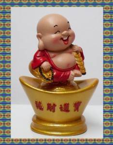 Happy Bobblehead Buddhist Buddha Golden Coin Figure B