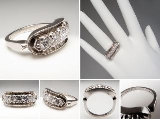   Carat Genuine Diamond Anniversary Band Ring Solid Platinum 1947