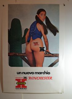 Vintage Winchester Ammunition Poster with Sexy Girl