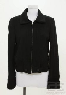 ann demeulemeester black wool zip up jacket size 40