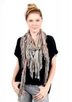 Donni Charm Karma Fringe Scarf in Taupe with Wing Charm