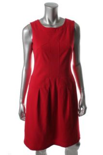 Anne Klein New Red Solid Seamed Sleeveless Sheath Wear to Work Dress 4 