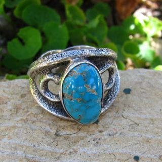   navajo sterling silver carico lake turquoise hallmark anthony bowman