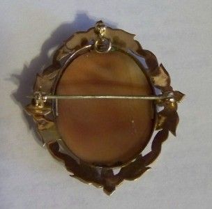 Antique 1931 10K Solid Gold Italian Cameo MOTHER AND CHILD in a Swing