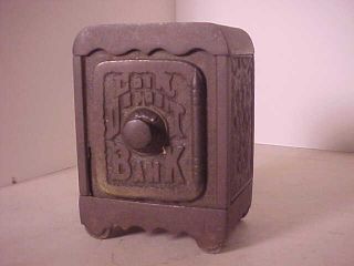 Antique Cast Iron Safe Bank Coin Deposit Bank